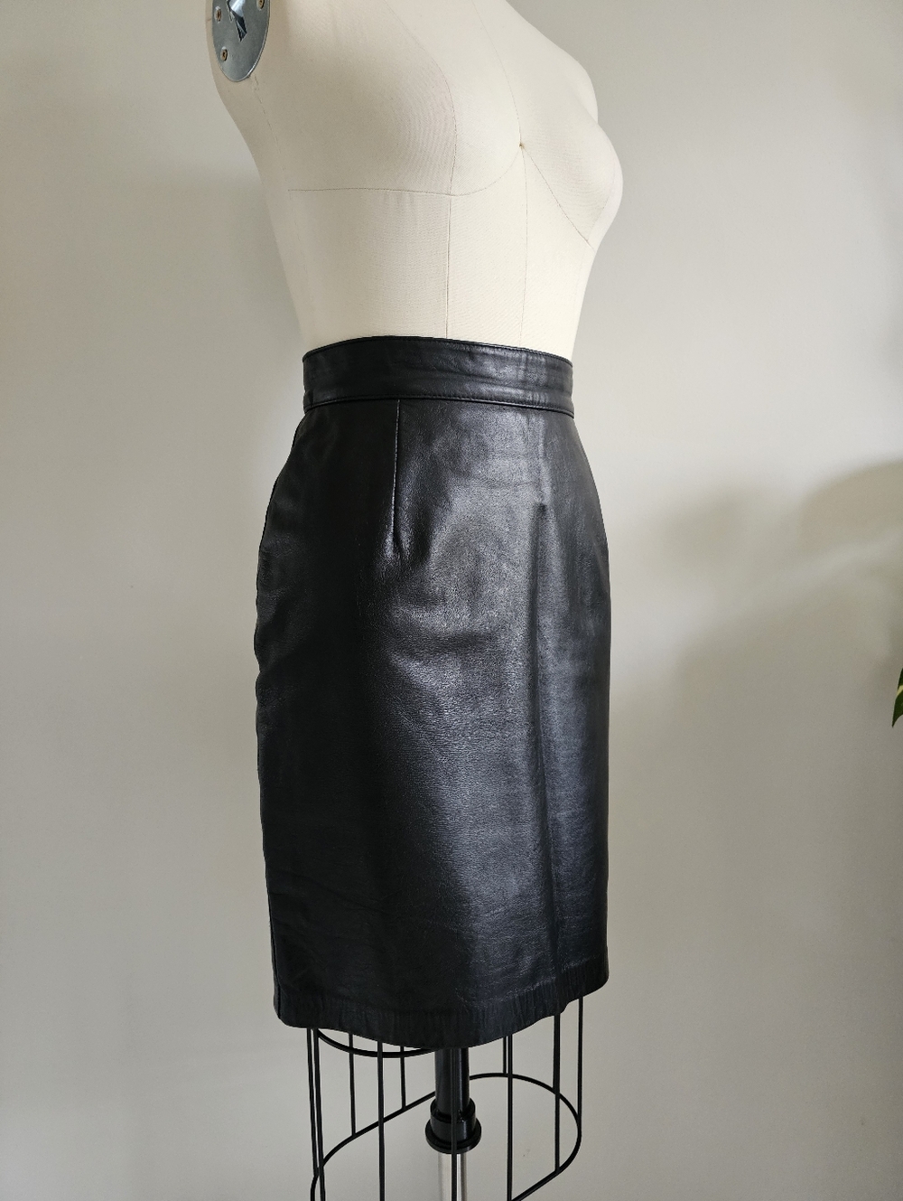 Y2K JACOB black leather pencil skirt classic 2000s